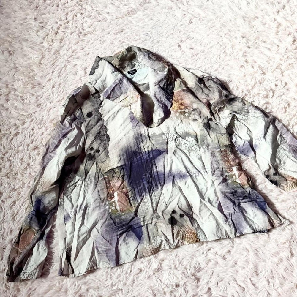 Abstract watercolor-style Artisan Graffiti Art to Wear Edgy Grunge Top Womens L